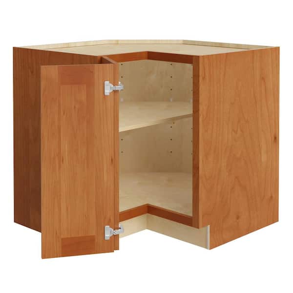 Home Decorators Collection Newport 33 in. W x 24 in. D x 34.5 in. H Assembled Plywood Corner Easy Reach Base Kitchen Cabinet in Cinnamon LH