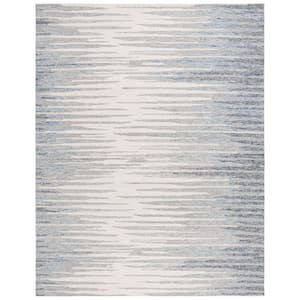 Abstract Ivory/Dark Blue 6 ft. x 9 ft. Contemporary Striped Area Rug