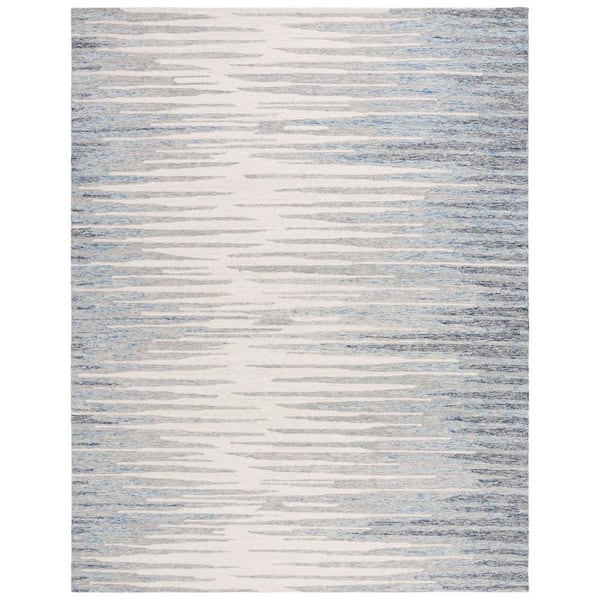 SAFAVIEH Abstract Ivory/Dark Blue 6 ft. x 9 ft. Contemporary Striped Area Rug