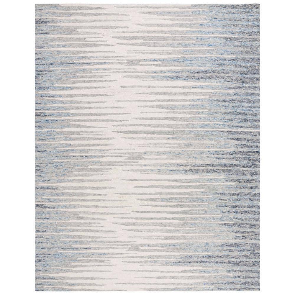 SAFAVIEH Abstract Ivory/Dark Blue 8 ft. x 10 ft. Contemporary Striped ...