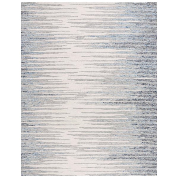 SAFAVIEH Abstract Ivory/Dark Blue 8 ft. x 10 ft. Contemporary Striped Area Rug