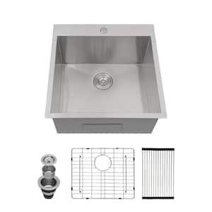 eModernDecor Drop-in Top Mount 16-Gauge Stainless Steel 23-1/2 in. x 18 in.  x 12 in. Single Bowl Kitchen Sink R2318T - The Home Depot