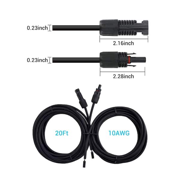 20Ft 10AWG Solar Cables