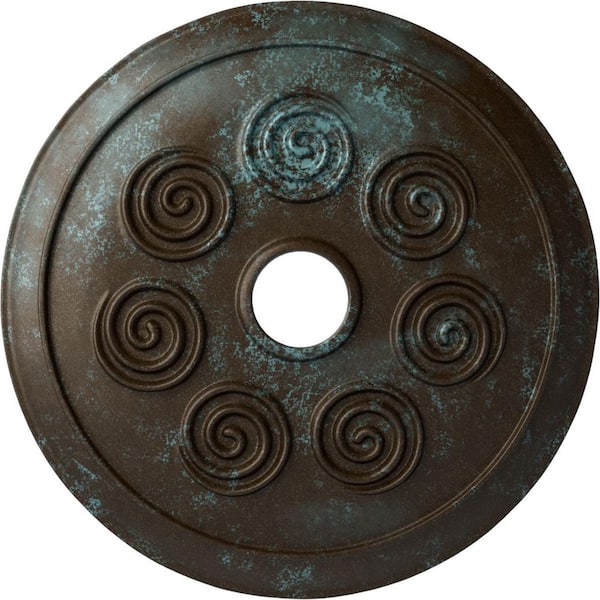 Ekena Millwork 2" x 25-1/2" x 25-1/2" Polyurethane Spiral Ceiling Medallion, Bronze Blue Patina