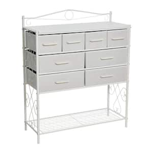 Victoria White Sideboard 40.5 in. Accent Cabinet with 8-Drawers and Shoe Storage