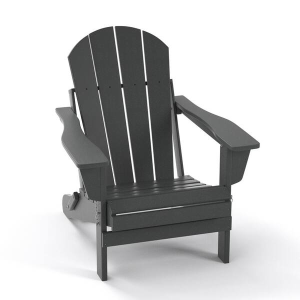 TIRAMISUBEST Gray Folding Adirondack Chair (Set of 1)
