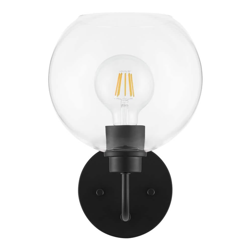Hampton Bay Vista Heights 8 in. 1-Light Matte Black Vanity Light