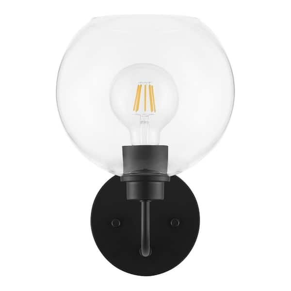 Hampton Bay Vista Heights 8 in. 1-Light Matte Black Vanity Light