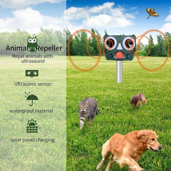 ITOPFOX Solar Powered Animal Repellent Outdoor Ultrasonic for Cat