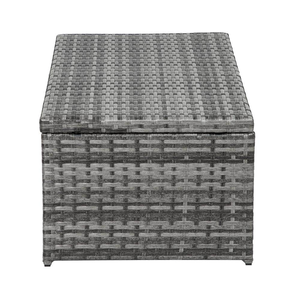 Gray 4-Piece Cushioned Rattan Patio Furniture Set with Steel Frame
