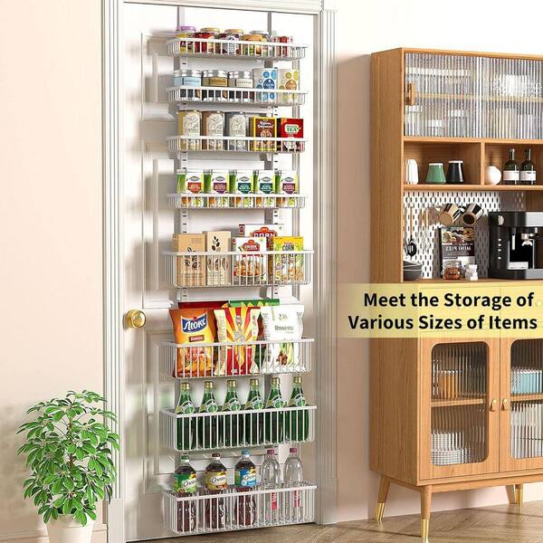 Lynzavix 8-Shelves White Over the Door Hanging Pantry Organizer