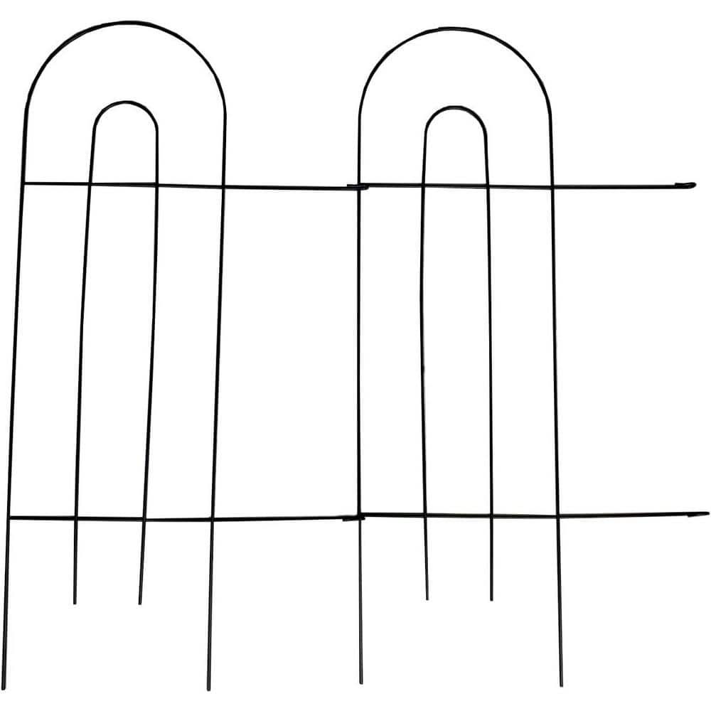 Glossy Black Metal No-Dig Garden Fence Edging Set