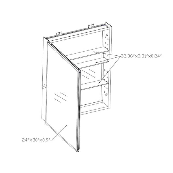 Utopia Alley 24-in x 30-in Surface/Recessed Mount Chrome Mirrored Soft Close Medicine Cabinet