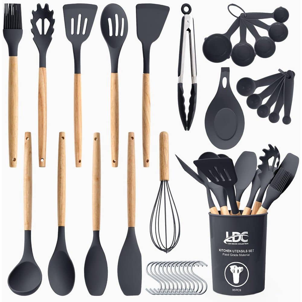 35-Piece Grey Silicone Heat-Resistant Cooking Utensil Set for Nonstick Cookware price history on PriceWatchPro