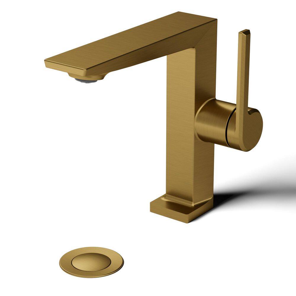 Single-Handle Single Hole Bathroom Sink Faucet with Pop-Up Drain in Brushed Gold price history on PriceWatchPro