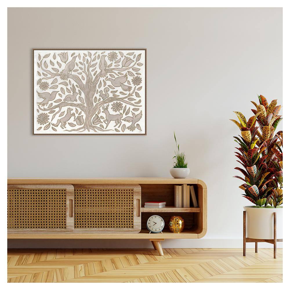 Nordic Critter Tree Beaded Framed Canvas Wall Art