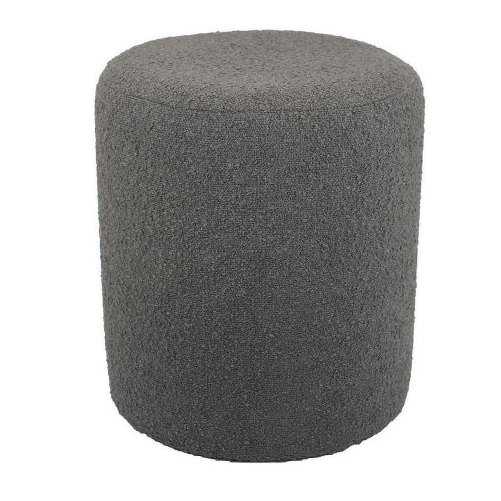 Santo Gray Fabric Round Accent Ottoman