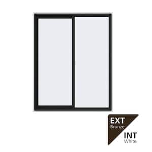 48 in. x 60 in. V-2500 Series Bronze Exterior/White Interior FiniShield Vinyl Left-Handed Sliding Window w/Mesh Screen
