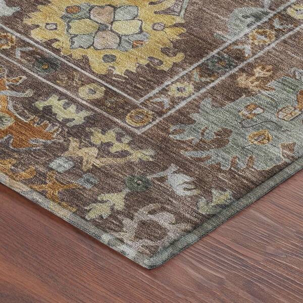 Mayfield Premium Machine Washable Abstract AMF2234 Chocolate 2 ft. x 7 ft. Runner Rug