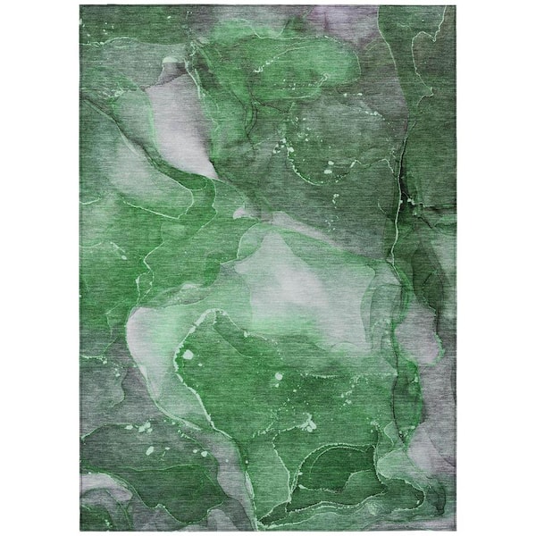 Emerald 5 ft. x 8 ft. Woven Abstract Polyester Rectangle Indoor/Outdoor Area Rug