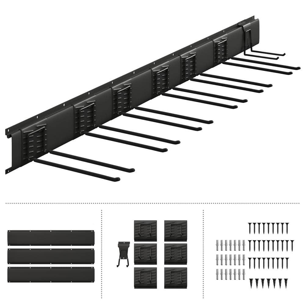 Heavy-Duty Black Steel Wall-Mounted Ski and Snowboard Rack