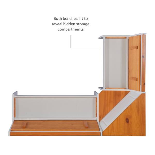 Linon Home Decor Jackson 3-Piece Rectangular Wood Top White Corner Nook  with Natural Pine Accents THD03307 - The Home Depot