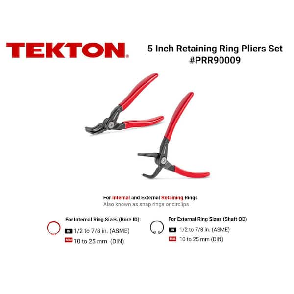 5 in. 90° Internal and External Retaining Ring Pliers Set, 2-Piece (0.037 in. Tips)