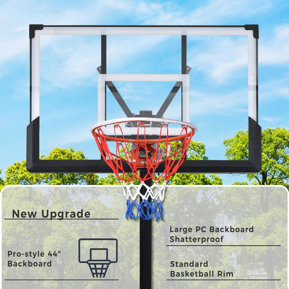 Adjustable Black Portable Basketball Hoop System with LED Lights