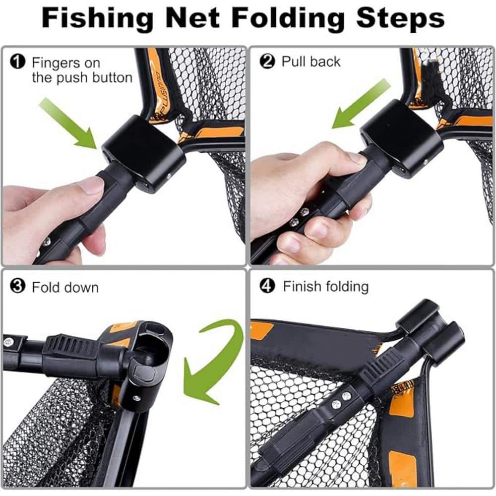 Compact Black Aluminum Telescopic Fishing Landing Net