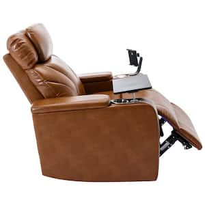 Power Motion Recliner W/ USB Charging Port and Hidden Arm Storage, Convenient Cup Holder Design and Stereo, Light Brown