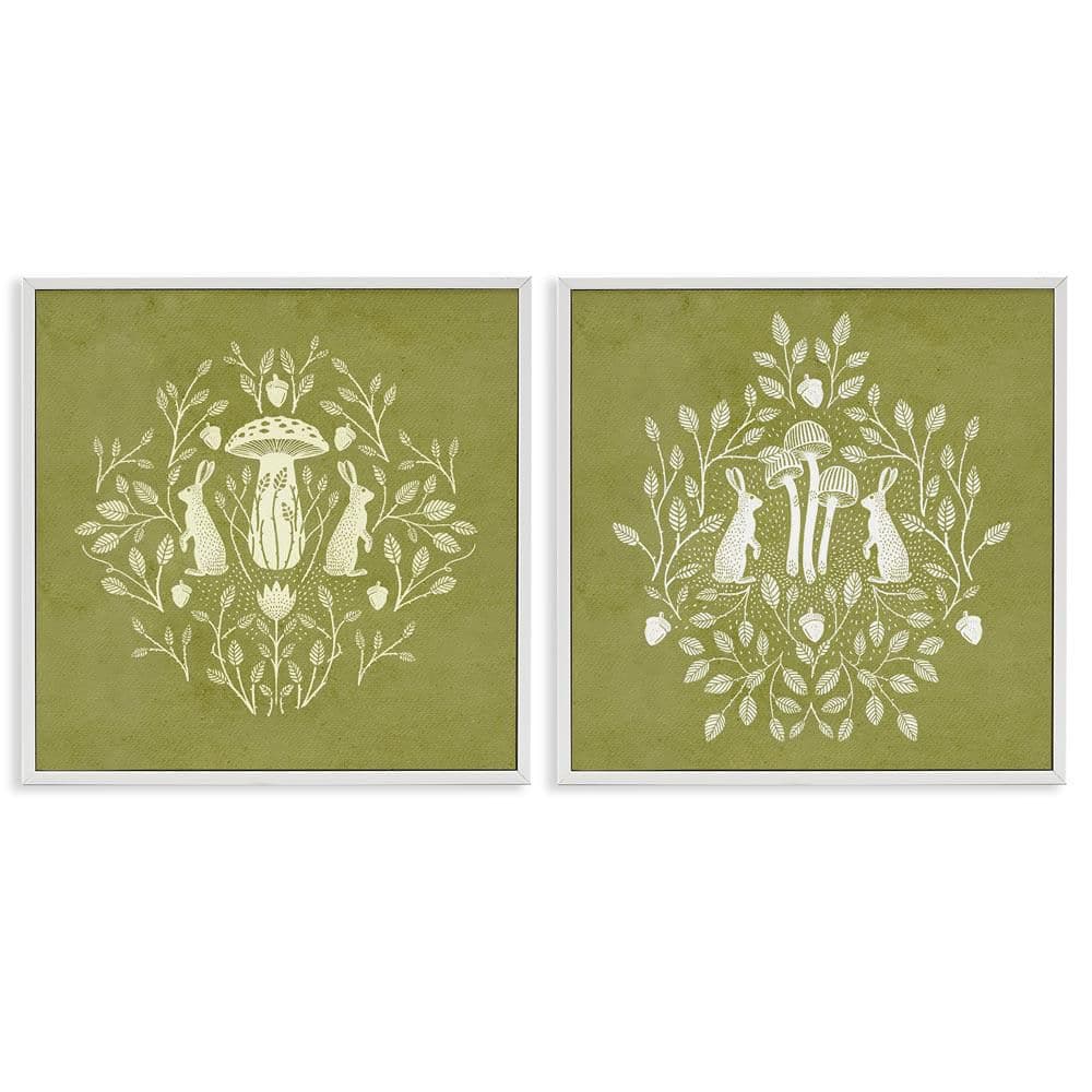 Boho Bunnies and Mushrooms by Katie O'Shea 2 Pieces White Framed Animal Giclee Art Print 17 in. x 17 in. price history on PriceWatchPro