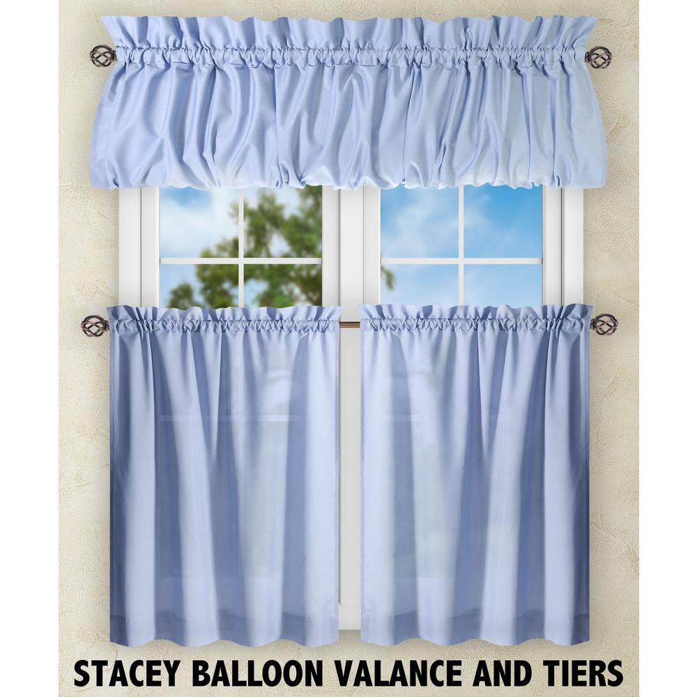 Slate Blue Sheer Cotton Polyester Rod Pocket Window Tier Pair