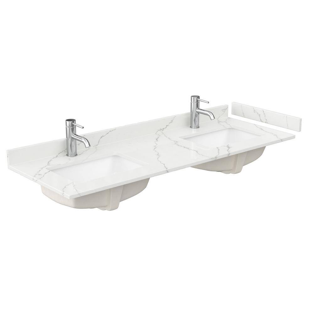 Beckett 60" Dark Blue Wood Double Vanity with Quartz Top