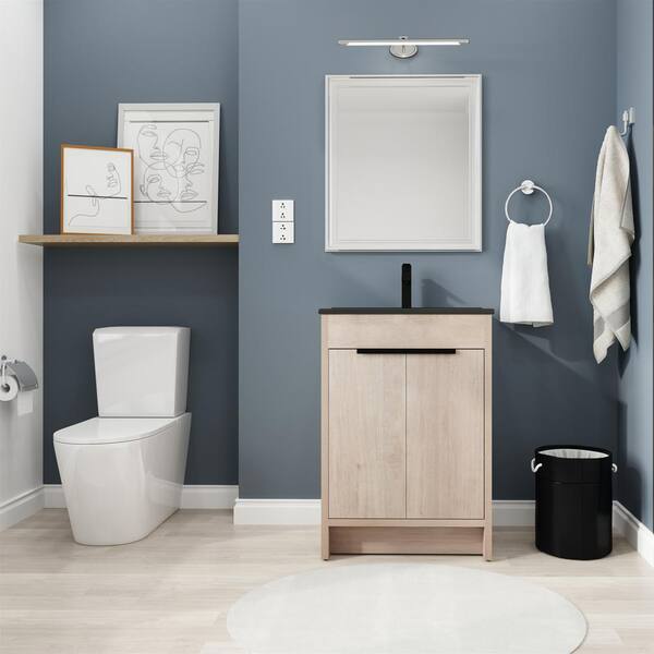 FUNKOL 18 in. W Simplicity Style Freestanding Small Bathroom Vanity with Single Sink and Soft Closing Door in Dark Brown