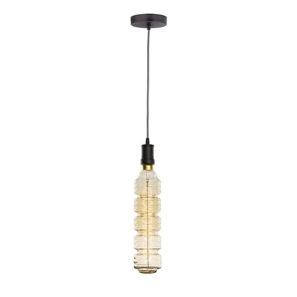 Bulbrite 1-Light Black Contemporary Pendant Socket and Canopy with Incandescent 60W Water Bottle Shaped Light Bulb