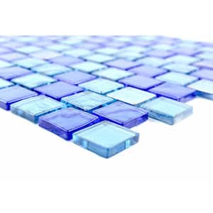 Landscape Blue 12 in. x 12 in. Square Textured Glossy Glass Mosaic Wall Pool and Floor Tile (10 sq. ft./Case)