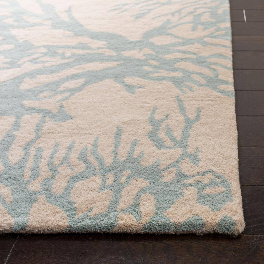 Bella Beige and Blue Hand-Tufted Wool Area Rug
