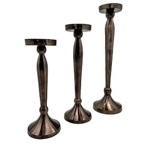 Bronze 20.5 in. x 6 in. Metal Candleholder 3-Pack