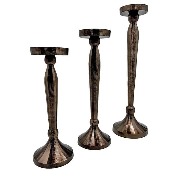 Bronze 20.5 in. x 6 in. Metal Candleholder 3-Pack