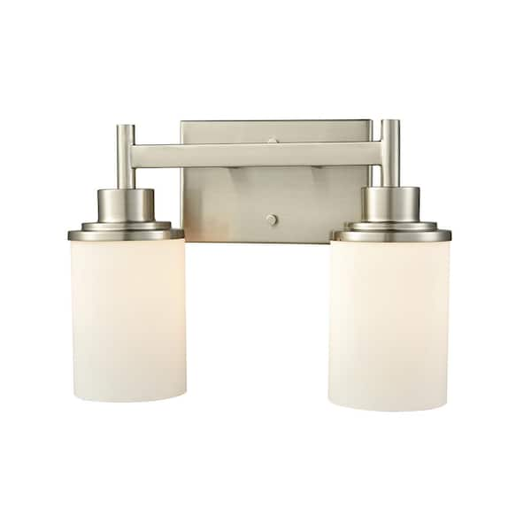 Thomas Lighting Belmar 2-Light Brushed Nickel With Opal White Glass ...