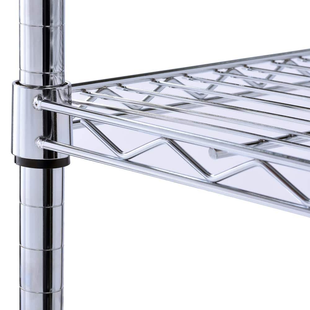 Adjustable Chrome 5-Tier Wire Shelving Unit for Kitchen and Garage