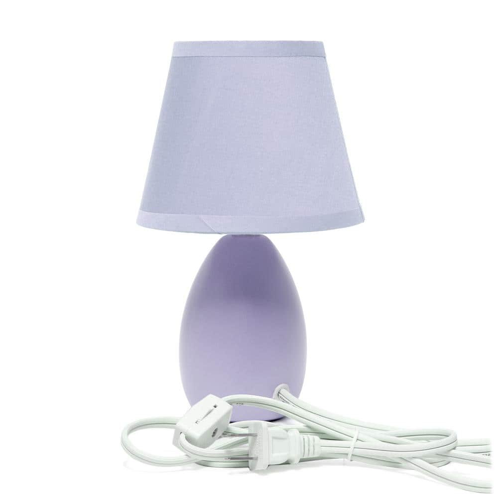 Purple Mini Egg Ceramic Table Lamp with Fabric Shade