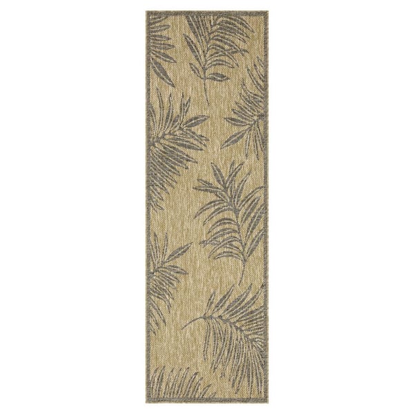 PLAYA RUG Liana Jute and Black 2 ft. x 8 ft. Indoor/Outdoor Area Rug