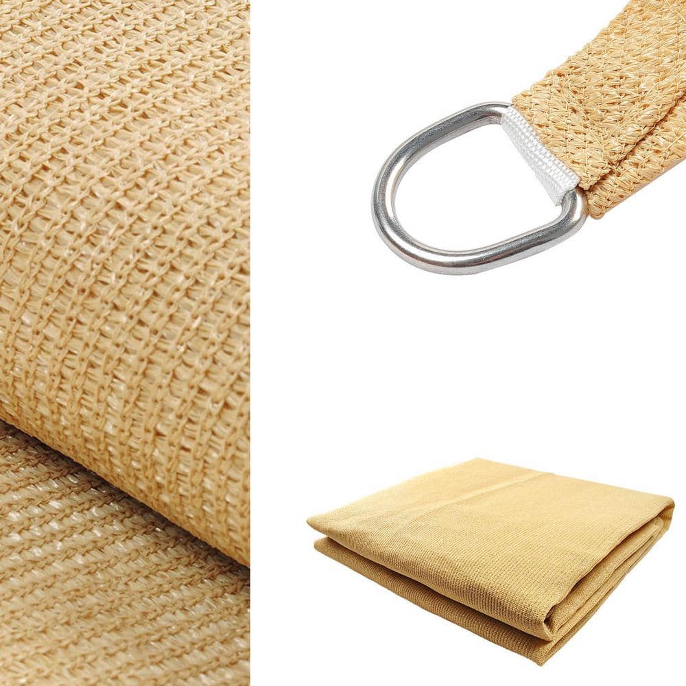 12' Tan High-Density Polyethylene Triangle Sun Shade Sail