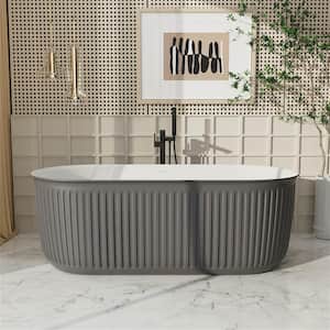 66.92 in. x 30.7 in. Soaking Bathtub Freestanding Double Slipper Acrylic with Center Drain in 37 Shades of Grey
