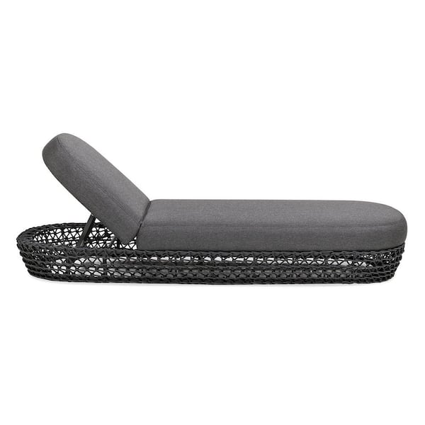 Willow 80.5 in. Graphite Gray-Black Sunbrella Aluminum Upholstered Woven Patio Outdoor Lounger Couch with Cushions