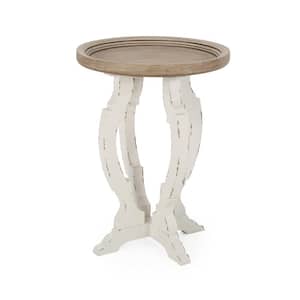 Purdin 19 in. x 25.75 in. Natural Round Wood End Table with Solid Wood