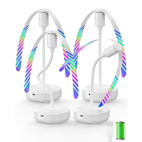 10 in. Indoor/Outdoor Fly Repellent Food Table Fan for Fly Control USB Rechargeable Flexible Neck (4-Pack)
