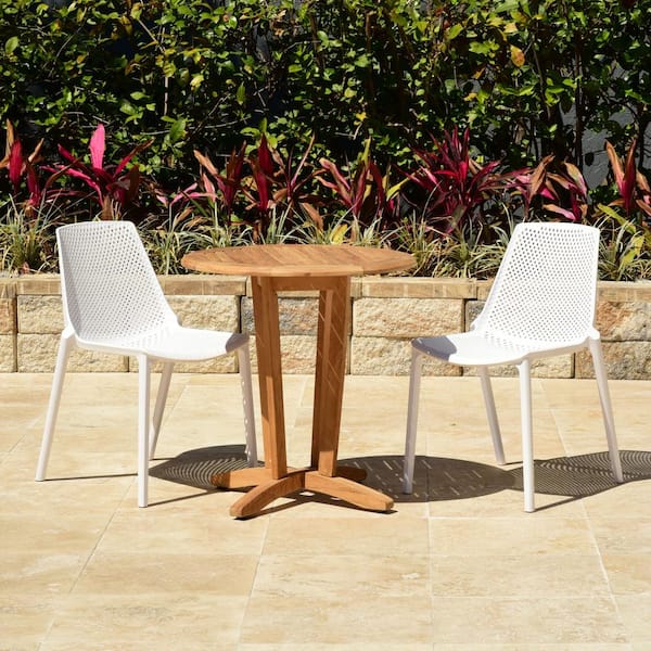 MaiMai 3-Piece Eucalyptus Wood And Resin Patio Rectangular Dining Table Set Ideal for Outdoors, Brown