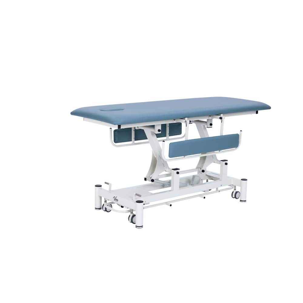 Industrial Rectangular Leather and Steel Adjustable Table
